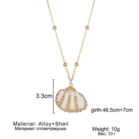 Scallop Shell Pendant Necklace Gold Sea Nautical Mermaid Beach Boho Jewelry - Picture 8 of 8